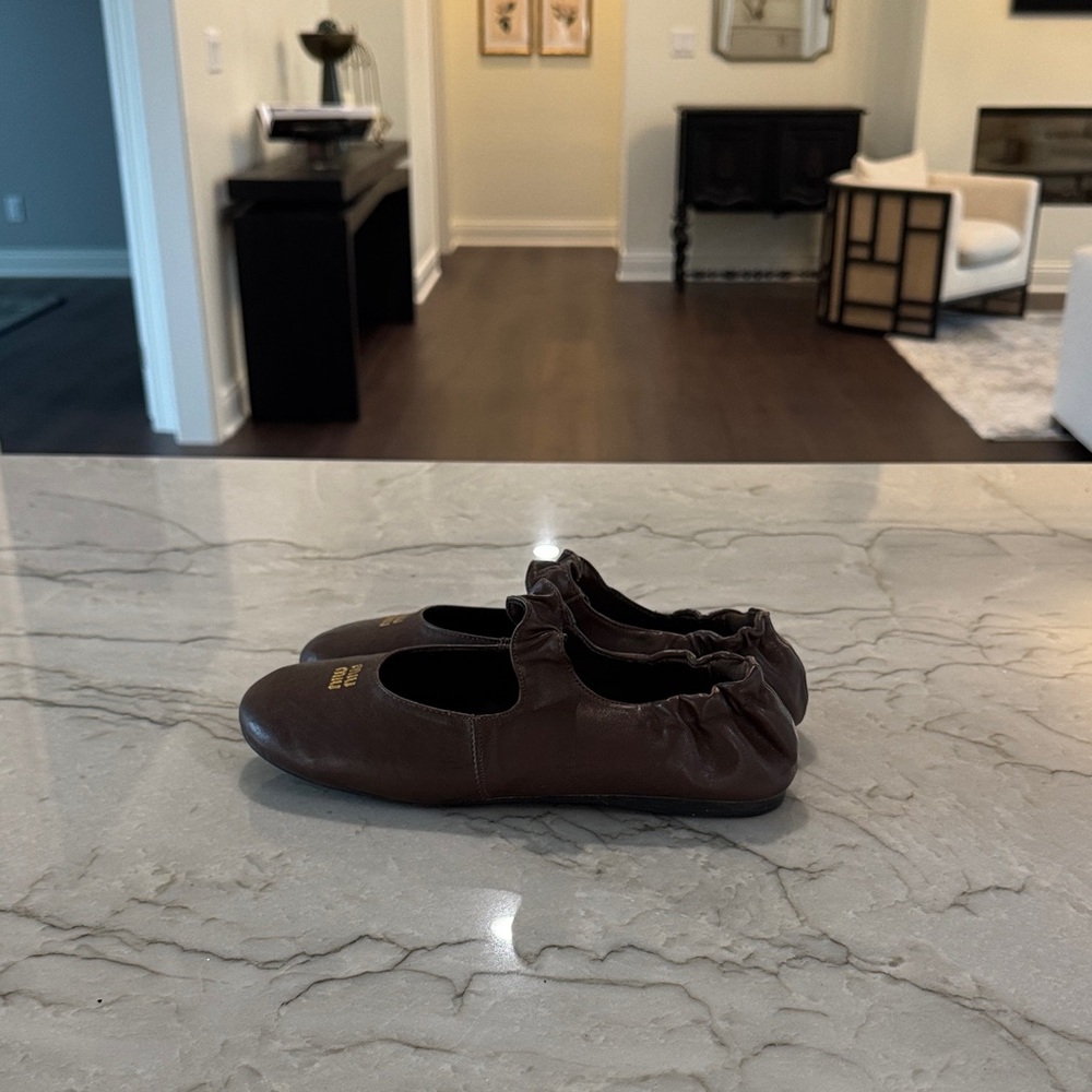 Ruches nappa leather ballerinas